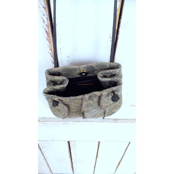 Vintage Sharif tan brown leather snake embossed shoulder purse - Picture 4 of 6